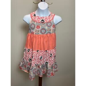 Gillian’s Closet 6X Orange Floral Halter Dress Cotton Blend Lightweight